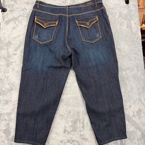 Vintage Y2K Blac Label Baggy Dark Wash Flap Pocket Embroidered Jeans 50x30